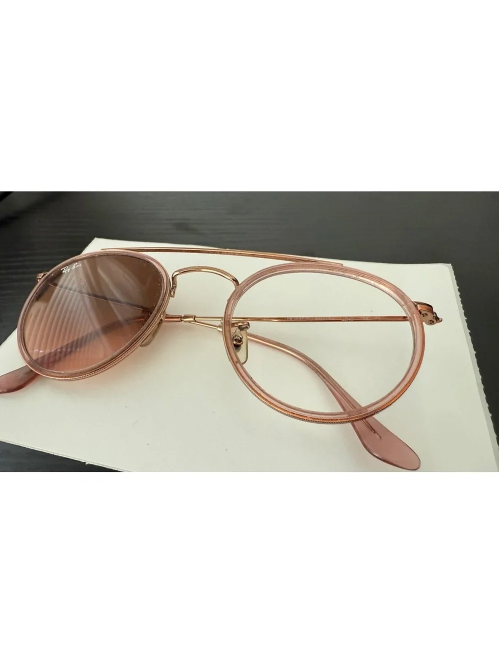 Authentic Ray-Ban RB3647N Round Double Bridge sunglasses in polished copper.